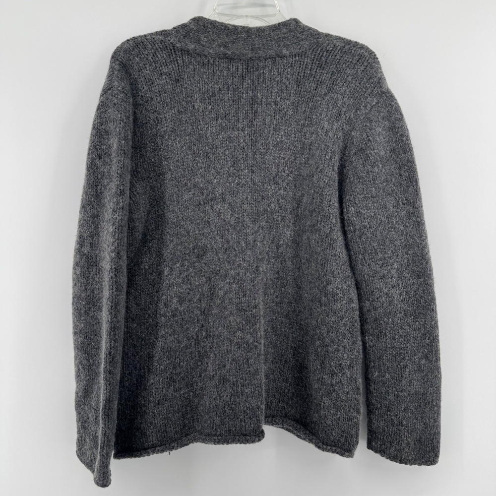 Eileen Fisher Sweater Womens Medium Gray Italian Yarn  Wool Mohair Textured Knit - Picture 3 of 11